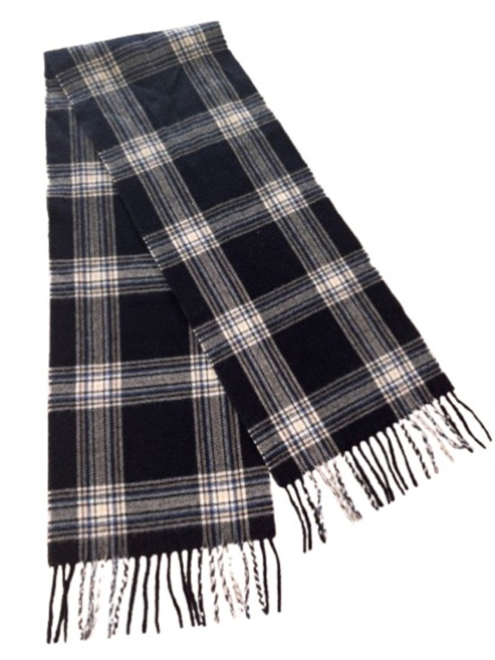 Michael Kors Men’s Classic Black Plaid Fringe Scarf